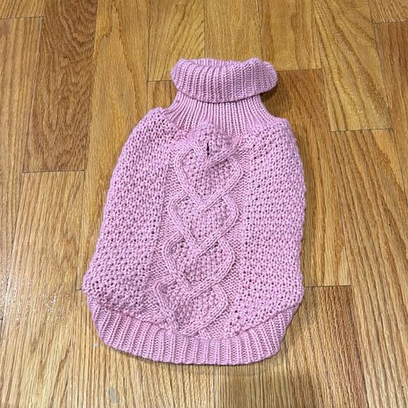 Cozy Pink Cable Knit Dog Sweater - Picture 1 of 3